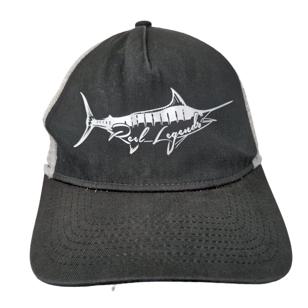 Reel Legends Snapback Trucker Hat Black OSFA Adjustable Embroidered Mesh Back
